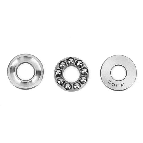 Model 51100 Plane Axial Thrust Ball Bearing With Double Seals, showing three views of the bearing components.