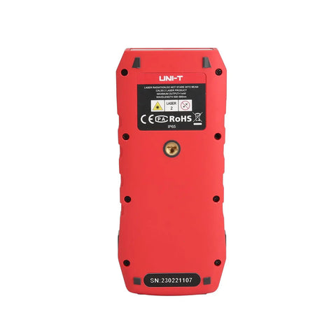 Back view of Built Different Green Laser Distance Meter Kicks Up To 70 Meters with IP65 casing and charging port.