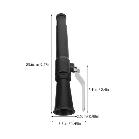 Heavy Duty Fire Extinguisher Spray Nozzle Replacement Kit For Handheld Portable Units Black two-piece spray head tool with dimensions.