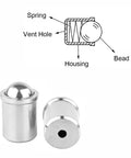 Top Shelf 304 Stainless Steel Ball Plunger Set 20 Piece Detent Spring Screws shows a detailed inner mechanism illustration.