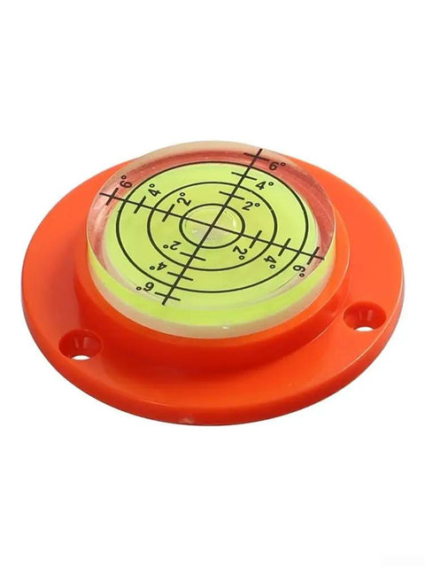 50X12mm Circular Bubble Level with clear bubble for visibility, secure orange casing, precise alignment for tools.