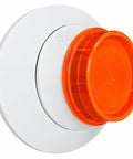 Top Tier Intelligent Photoelectric Smoke Detector Featuring Rock Solid Addressable Fire Alarm Integration And A Clean Low Profile Build For Dependable Commercial Safety, white unit with orange alarm cover.