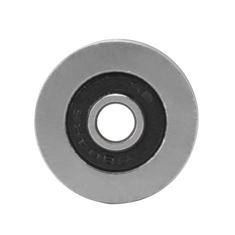 Rock Solid V Groove Track Roller Bearings TV0418 10 Pack 4x18x8mm steel bearing showing front view, designed for smooth tracking.
