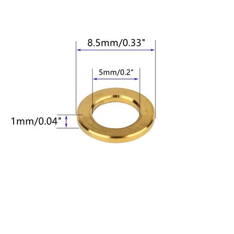 Gotta Have These Slick Gold Titanium Flat Washers M5 Size 10 Pack Heavy Duty Bicycle Hardware, 8.5mm OD and 5mm ID.