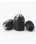 15 Piece M8 Ball Spring Plunger Hex Socket Set Screws Crafted From Premium Stainless And Carbon Steel Tough As Nails hardware showing three plunger screws.