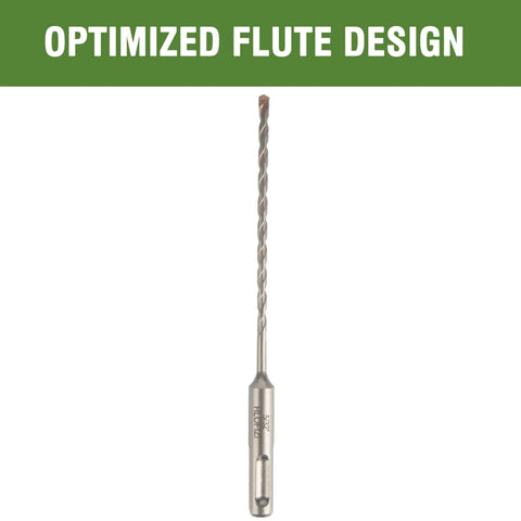 SDS Plus hammer drill bit, 5/32 in x 6 in, carbide-tipped for concrete and masonry.
