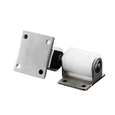 Premium Heavy Duty Sliding Door Rollers With Reinforced Nylon Bearing Pulley And Rustproof Stainless Steel Bracket, close-up view.