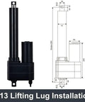 Tough As Nails DC24V Electric Linear Actuator Delivering 2000N Of Reliable Punch And Running Dead Silent, showing dimensions and installation details.