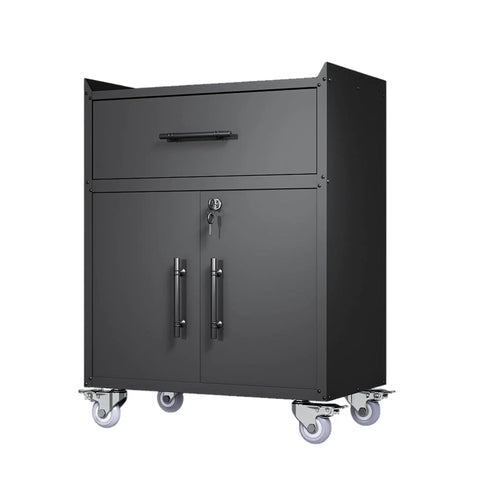 35-Inch Heavy Duty Tool Storage Cabinet With Slick Rolling Lockable Casters Black Garage Tool Workhorse Mobile Tool Cart on wheels
