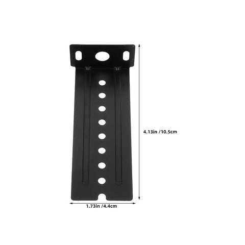 Black metal slide bracket measuring 4.13in x 1.73in for Rock Solid Under Desk Keyboard Drawer Slide Bracket Featuring Legit Secure Fit.