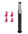 Heavy Duty Compact Auto Body Repair Kit With Sliding Hammer Dent Puller Tool, featuring handle and four red attachments.