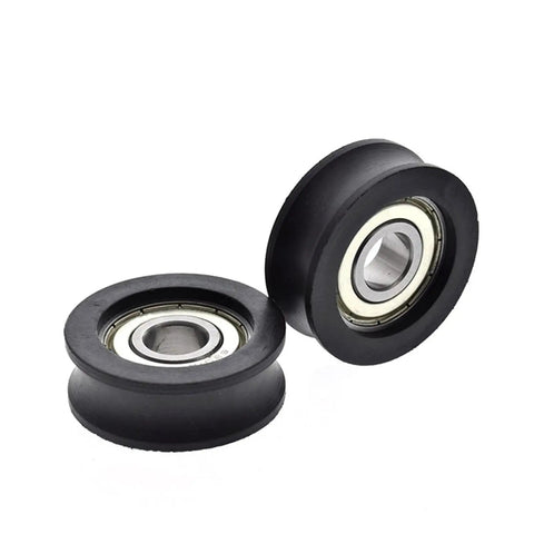 Rock Solid U Groove Pulley Wheels With Sealed Nylon Bearings For Smooth Sliding Doors And Cabinet Runners White Track Roller Sheave Replacement Kit 12mm Bore 44mm wheels in black, 10-piece set.