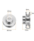 Heavy Duty Aluminum Alloy V Groove Pulley Single Groove Sheave With 7Mm Grub Screw Bore Fits 4 To 5Mm Pu Round Belt For Motor Shafts And Drilling Machines No Sweat Install Runs Dead Smooth showing dimensions 7mm bore and 31mm OD.