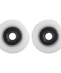 Heavy Duty Replacement Shower Door Rollers For 19mm 23mm And 25mm Glass Sliding Doors Slick Rolling Nylon Wheels close-up of two white nylon rollers