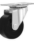 24 Pack 2 Inch Hard Rubber Swivel Caster Wheels With Top Plate Sealed Bearings Heavy Duty Rock Solid Locking Brake Smooth Sailing Heavy Hauler Cart Kit 65 Lb Capacity Shop close-up of caster wheel with shiny metal top plate and black rubber tire.