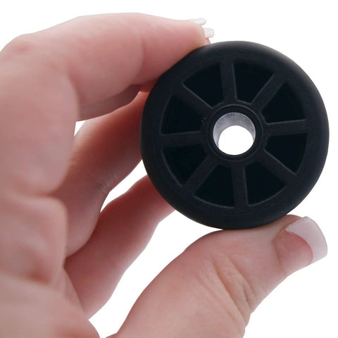 Close-up of Refrigerator Rear Caster Wheel Replacement For DA61-04703A 2033808 Black One And A Half Inch Diameter By One Inch Wide