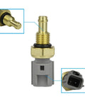 Front view of DOICOO coolant temperature sensor with brass threaded body and gray plastic connector