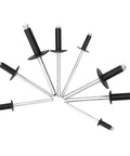 200 Piece Black Blind Rivet Kit Built Tough High Strength Round Head Assortment For Metal Wood Auto Body Projects