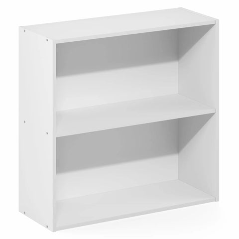 Premium Two Tier Closet Organizer with White and Open Shelves for Bedroom Clothes Storage simple shelf unit with two shelves.