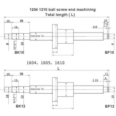 Tough As Nails High Precision Anti Backlash Ball Screw Shaft With Mounting Coupling For Cnc Machining And Automation Systems Smooth Zero Play Rotation Heavy Duty 500Mm Length technical drawing with dimensions.