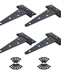 Heavy Duty 6 Inch T Strap Hinges For Barn Doors Gates Sheds And Wooden Fences, Rustproof Galvanized Tee Hinge Set For Outdoor Use, 4 Hinges 28 Screws