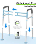 Rock Solid Adjustable Toilet Safety Rails For Seniors 300 Lbs Capacity Bathroom Assist Grab Bars showing easy assembly features.