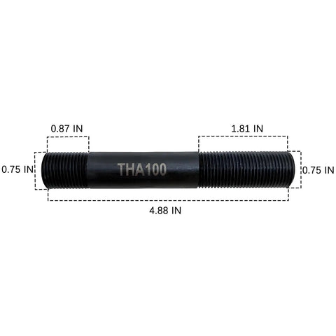 3/4-16 Inch Thread Draw Stud Heavy-Duty Replacement For Hydraulic Knockout Set Fits TH0004 And TH0037, showing dimensions