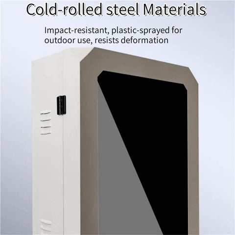 Close-up of Heavy Duty EV Charger Lock Box With Stand, Built Like A Tank Charging Station Cover For Level 2 Plugs, featuring cold-rolled steel.