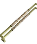 Modern Gray Glass Inlay Door Handle Shell And Gold Plated Details For Interior Exterior Doors Drawers Cabinets Bedroom Bathroom Closet Hardware Sturdy Feel Quick Swap Home Makeover, featuring sleek gold-plated ends.