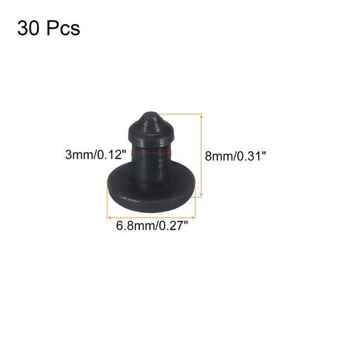 Top Shelf Silicone Hole Plugs Snap In Locking Round Seals 3mm Rubber Panel Gaskets Flush Waterproof Bulkhead Covers Black Finish For Kitchen Tools And Instruments Pack Of 30 with dimensions 6.8mm and 8mm.