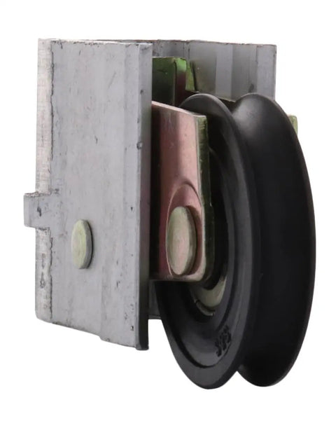 Heavy Duty Nylon Patio Sliding Door Roller With Precision Bearing Wheels For Quiet Smooth Operation that features a black wheel and metal housing.