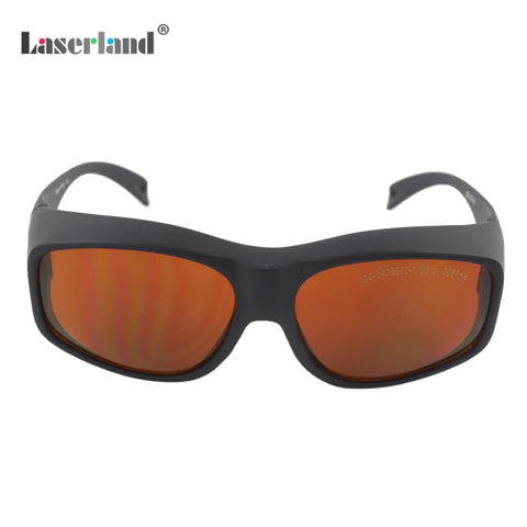 Heavy Duty Laser Eye Protection Shades With Legit OD5 Plus Glass Filtering 190 To 540Nm And 800 To 2000Nm Beams front view with orange lenses.