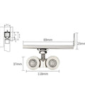 Heavy Duty Sliding Door Rollers 4 Pack Zinc Alloy Double Wheel Track Pulleys With Heat Treated Bearings dimensions and design overview