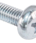 Heavy Duty M6 Cage Nut And Screw Assortment Including Plastic Washers For Server Rack And Networking Cabinet Installation 100 Count Square mount carbon steel screw close-up.