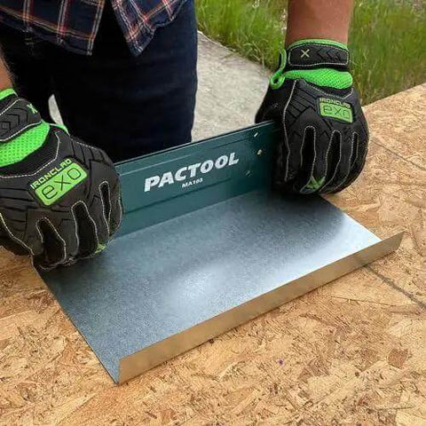 12 Inch Sheet Metal Folding Tool For DIY Pros Heavy Duty 24 Gauge Capacity Rust Resistant Zinc Plated Finish in use on workbench