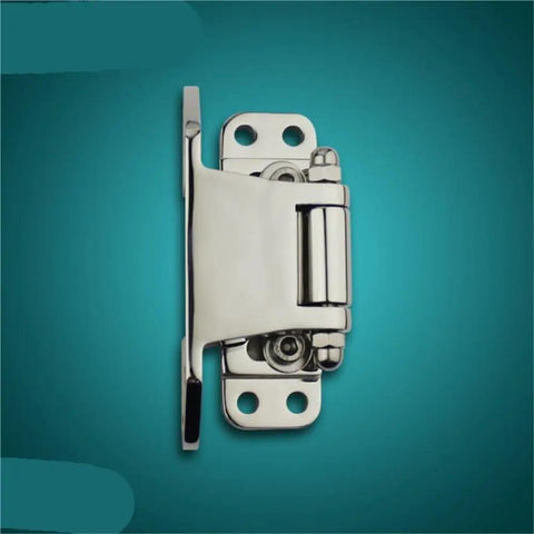Heavy Duty 304 Stainless Steel Hinge For Cold Storage And Walk In Freezers Featuring A Polished Convex Door Design viewed from the side.