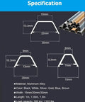Aluminum Cable Raceway SelfAdhesive Floor Cord Cover Kit For Home And Office specification showing dimensions and material