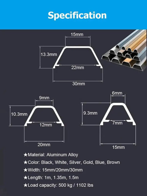 Specifications of Dope Self Adhesive Aluminum Cable Raceway 100 Cm Gray Floor Cord Cover And Wire Management Kit, showing dimensions and material.