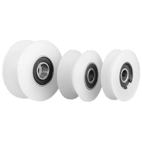 Premium Nylon H Shaped Track Wheel For Round Pipe Sliding Doors Silent Glide Pulley Heavy Duty Groove Roller in white