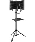 Pro Grade Studio Microphone Isolation Shield with Pop Filter and Adjustable Stand for Clear Vocals