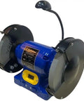 Top Shelf Eight Inch Bench Grinder With A Hella Reliable One Half Horsepower Motor Cranking At 3450 Rpm Featuring Fine And Coarse Polishing Wheels LED Shop Light.