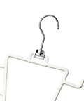 Game Changing Dual Side Closet Hanger With Twelve Rotating Hooks for organizing belts, scarves, and ties, close-up of chrome hook.