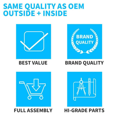 Icons indicating quality assurance for Rock Solid Rear Drive Shaft Support for Dodge Sprinter 2500 3500 Freightliner 2003-2006.