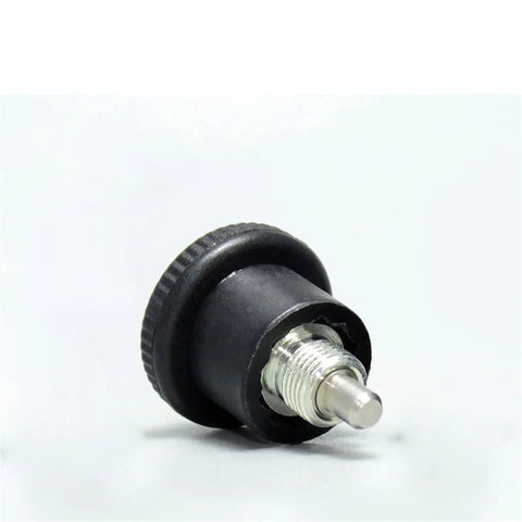 Real Deal M8 Index Plunger With Spring Loaded Dowel Pin And Locking Bolt Drop In Fit For CNC Milling And Jig Tools side view showing threaded design