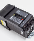 Heavy Duty 3 Pole Molded Case Circuit Breaker 90 Amp 600 Volt Unit Mount H-Frame PowerPacT shown from the top angle.