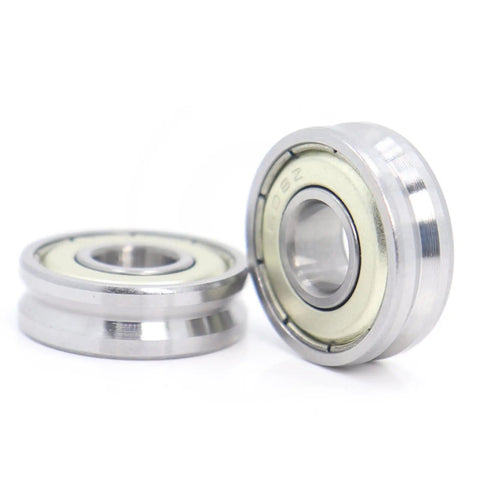 Top Notch Sealed V Groove Ball Bearings 4 Pack 8 X 22 X 7 mm Hardened Steel Pulley Wheel Rollers close up showing dual shielded design.