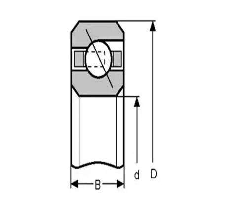 Diagram of Top Shelf Stainless Steel Thin Ball Bearings showing dimensions and design for mechanical builds and upgrades.