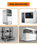 Wide application showcasing various machines, including kiosk, 3D printer, CNC machine, and fabrication unit.