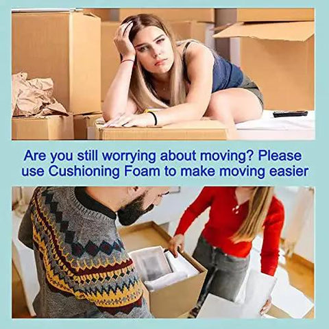 Image showing Super Thick 14 By 14 Inch Foam Cushion Pouches for hassle-free moving, helping reduce stress during packing.