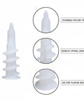 Close-up of 100 Pack Nylon Drywall Anchors With Screws For Hollow Walls showing durable tip, spiral design, and secure base.